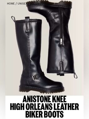 Dr .Martens ANISTONE KNEE
HIGH ORLEANS LEATHER BIKER BOOTS